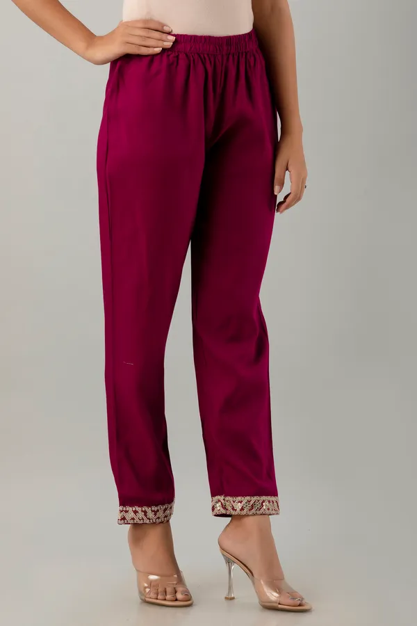 Wine_Cotton_Embroidered_Kurta,_Pant_&_Dupatta_Set_For_Women