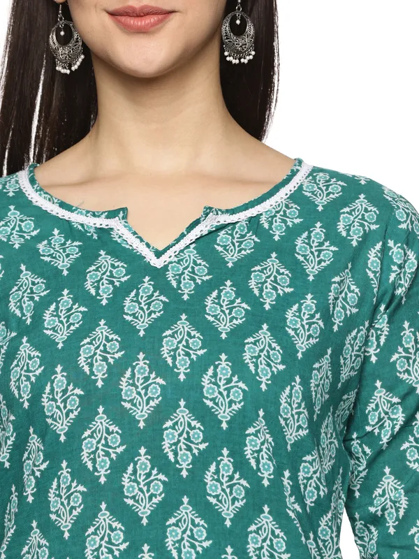 Rama_Green_Cotton_Rayon_Floral_Printed_Straight_Kurta_&_Pant_Set_For_Women