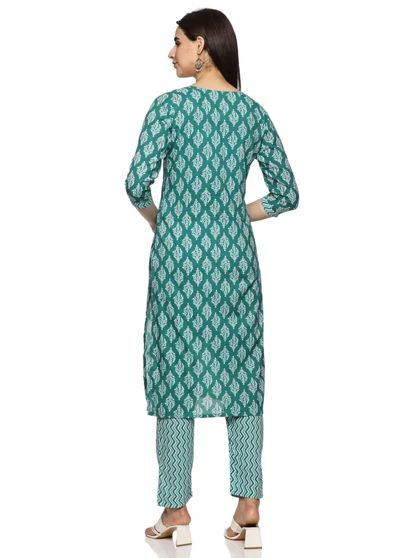 Rama_Green_Cotton_Rayon_Floral_Printed_Straight_Kurta_&_Pant_Set_For_Women