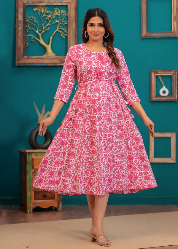 Peach_Rayon_Regular_Fit_Solid_Anarkali_Kurta_Dress_For_Women