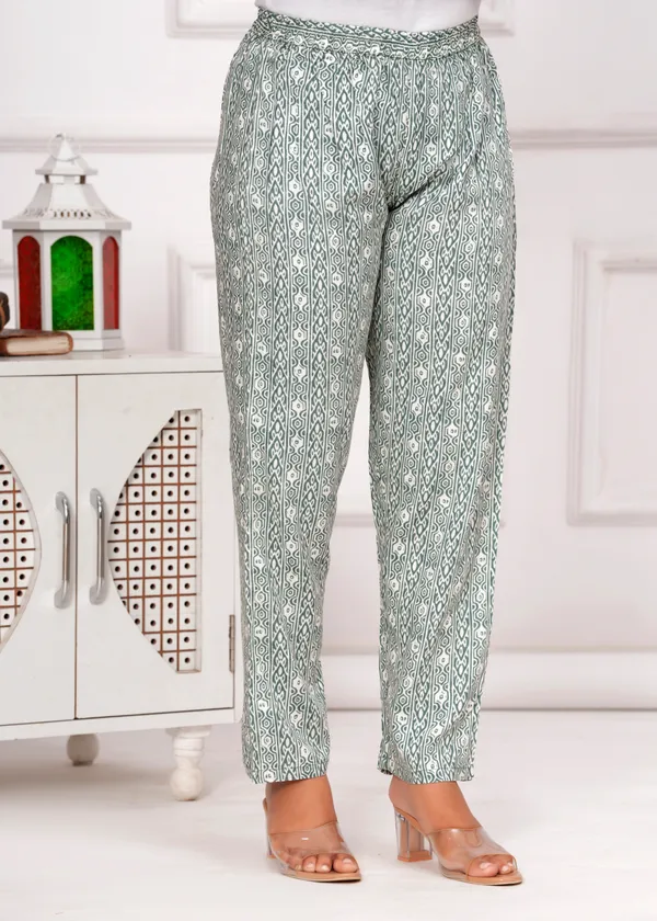 Light_Green_&_White_Cambric_Cotton_Round_Neck_Floral_Embroidery_Printed_Straight_Kurta_&_Pant_Set_For_Women