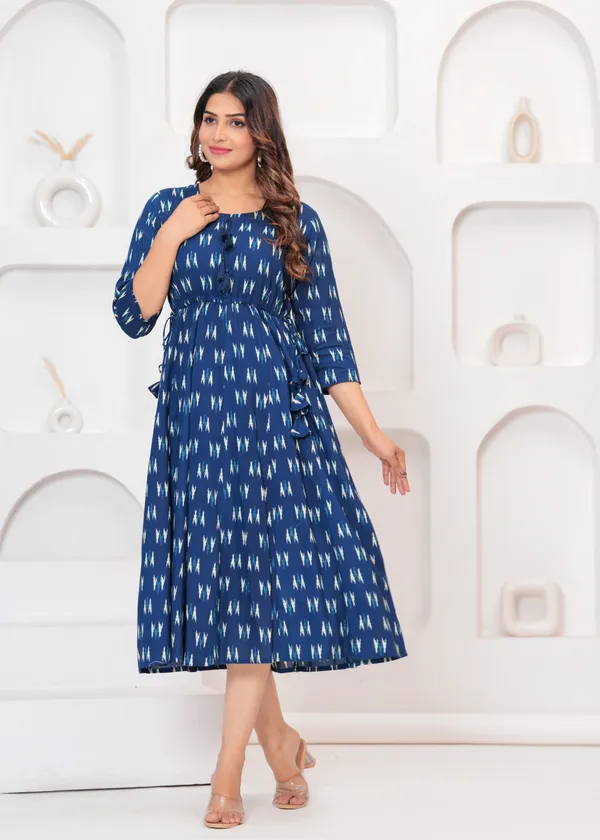 Blue_Rayon_Regular_Fit_Solid_Anarkali_Kurta_Dress_For_Women