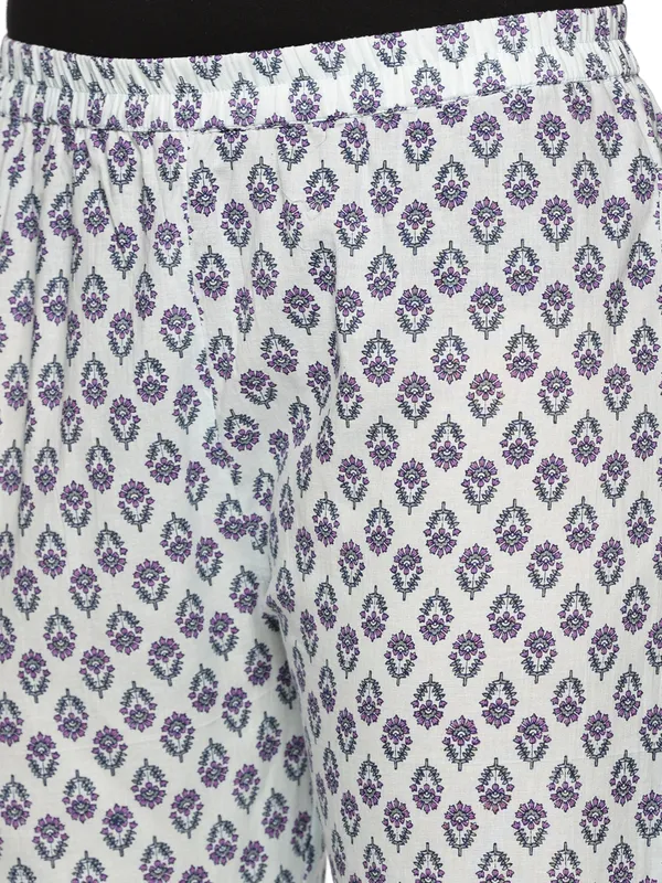 White_&_Purple_Cotton_Rayon_Floral_Printed_Straight_Kurta_&_Pant_Set_For_Women