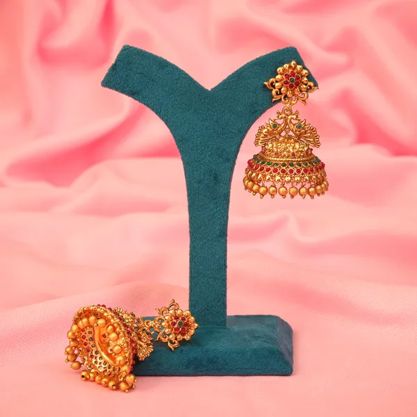 Ruby_Green_Antique_Gold_plated_Jhumkas