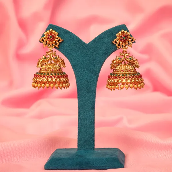 Ruby_Green_Antique_Gold_plated_Jhumkas