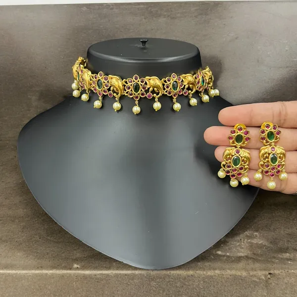 Full_Green_Ruby_Gold_Plated_Choker_Set