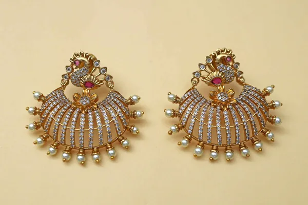 Ruby_Antique_Peacock_Cz_Stone_Chandbali_Earrings