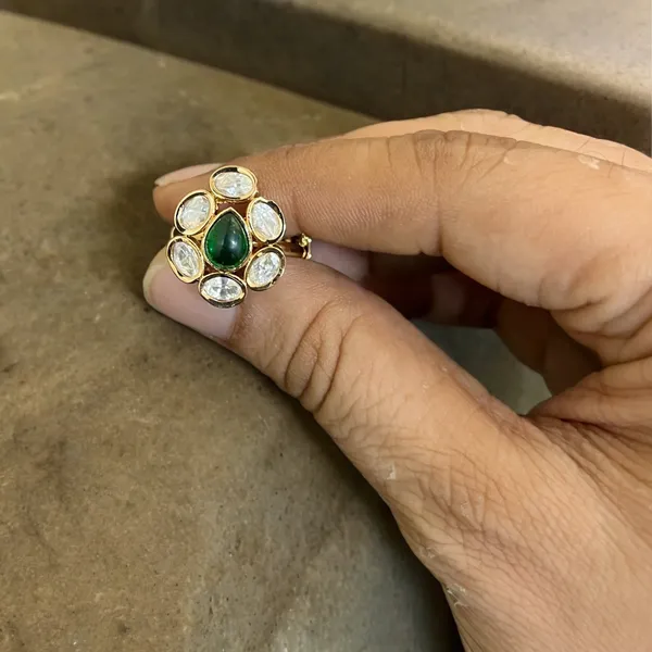 Green_Drop_Shape_Green_Kundan_Ring