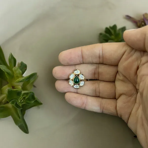 Green_Drop_Shape_Green_Kundan_Ring