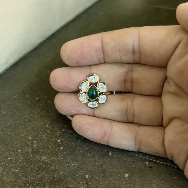 Green_Drop_Shape_Green_Kundan_Ring
