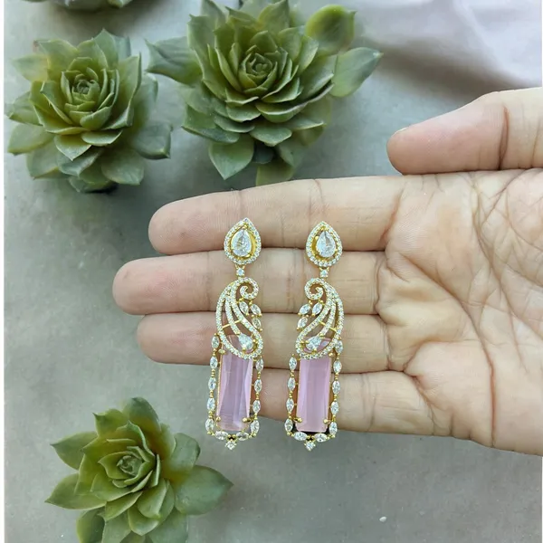 Pink_Premium_Quality_American_Diamond_Earring_Set_For_Women