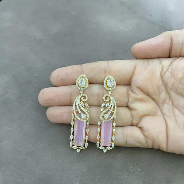 Pink_Premium_Quality_American_Diamond_Earring_Set_For_Women