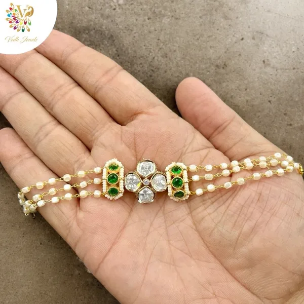 Green_White_Kundan_Green_Pearl_Chain_Bracelet