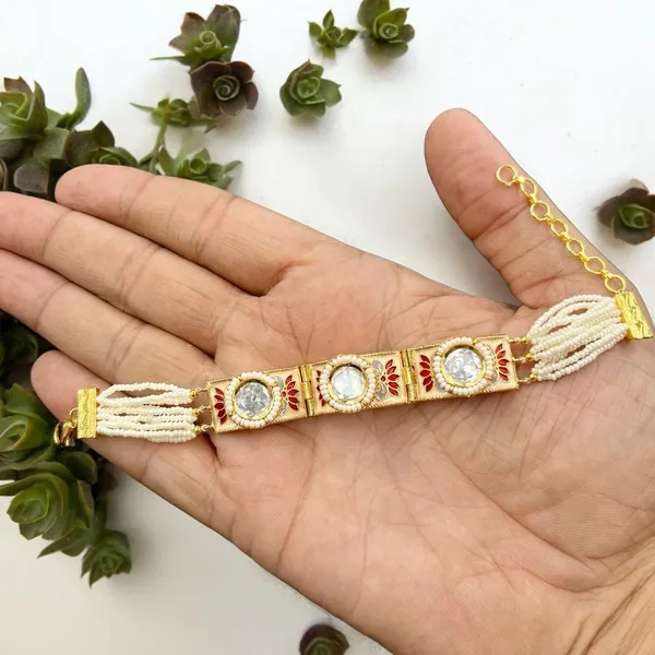 White_Traditional_Meenakari_Gold_Plated_Kundan_Bracelet