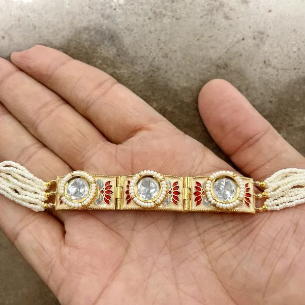 White_Traditional_Meenakari_Gold_Plated_Kundan_Bracelet