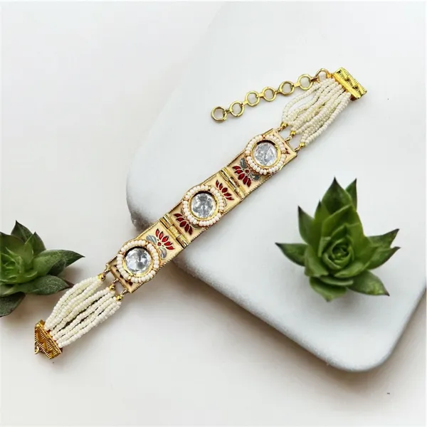 White_Traditional_Meenakari_Gold_Plated_Kundan_Bracelet