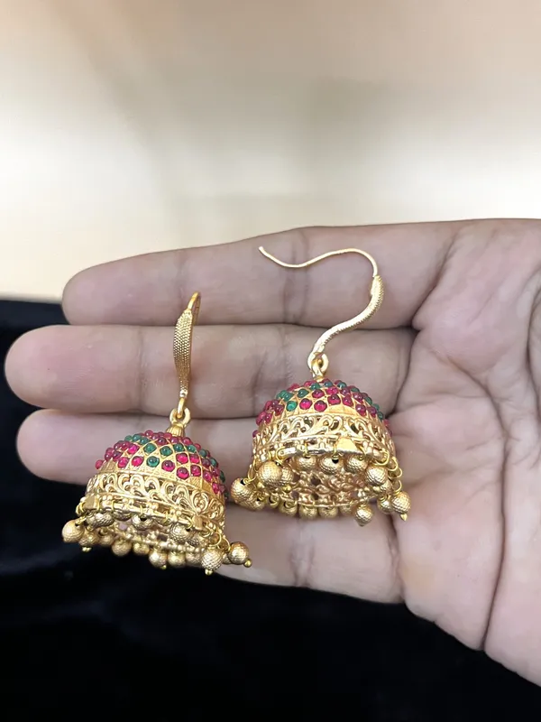 Ruby_Green__Antique_Gold_plated_Jhumka