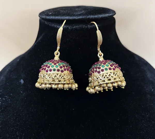 Ruby_Green__Antique_Gold_plated_Jhumka