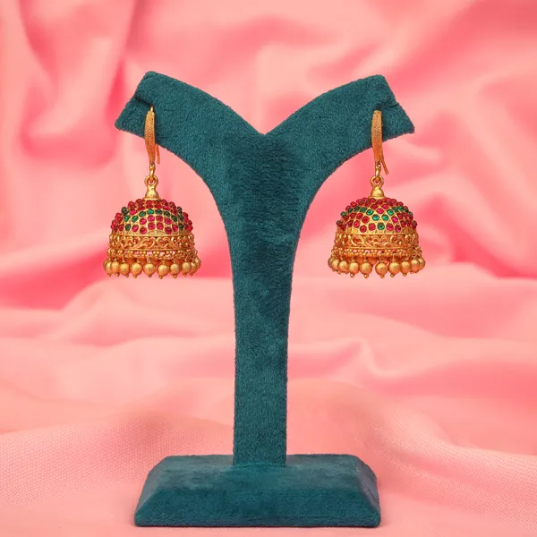 Ruby_Green__Antique_Gold_plated_Jhumka