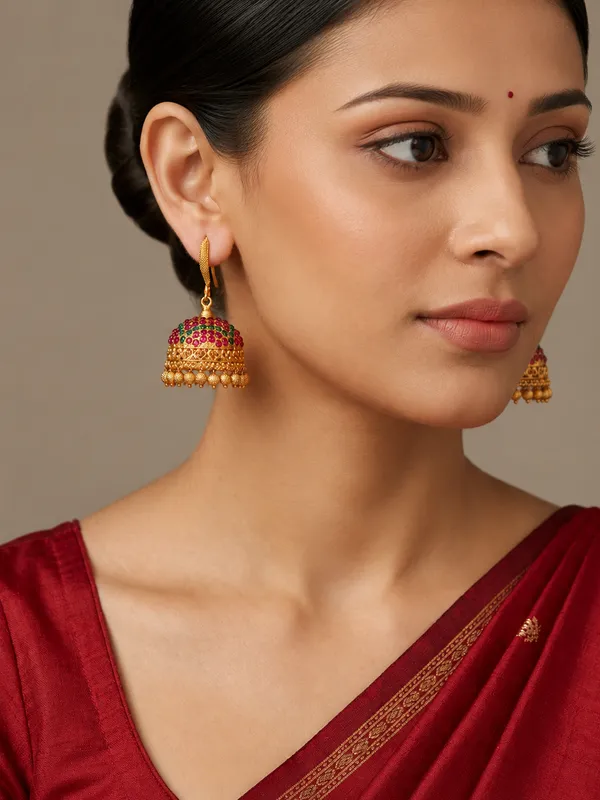 Ruby_Green__Antique_Gold_plated_Jhumka