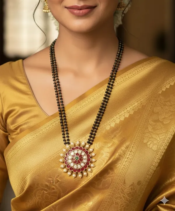 Ruby_Green_Elegant_Chakra_Gold_Plated_Mangalsutra