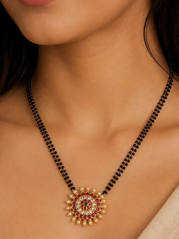 Ruby_Green_Elegant_Chakra_Gold_Plated_Mangalsutra