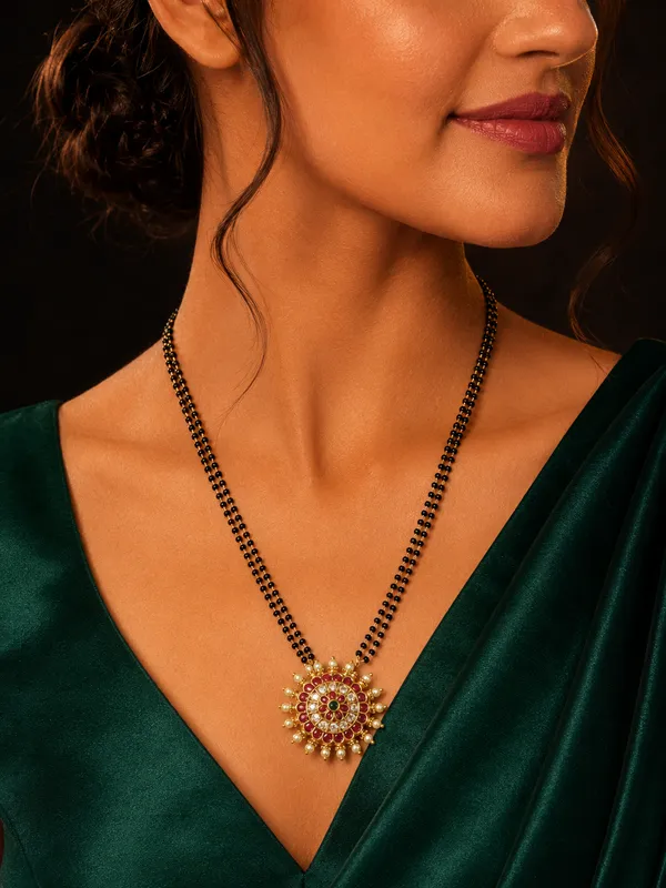 Ruby_Green_Elegant_Chakra_Gold_Plated_Mangalsutra
