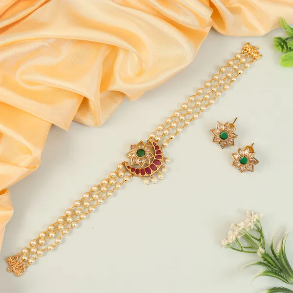Ruby_Green_Star_Shape_Antique_Pendant_Choker_Set