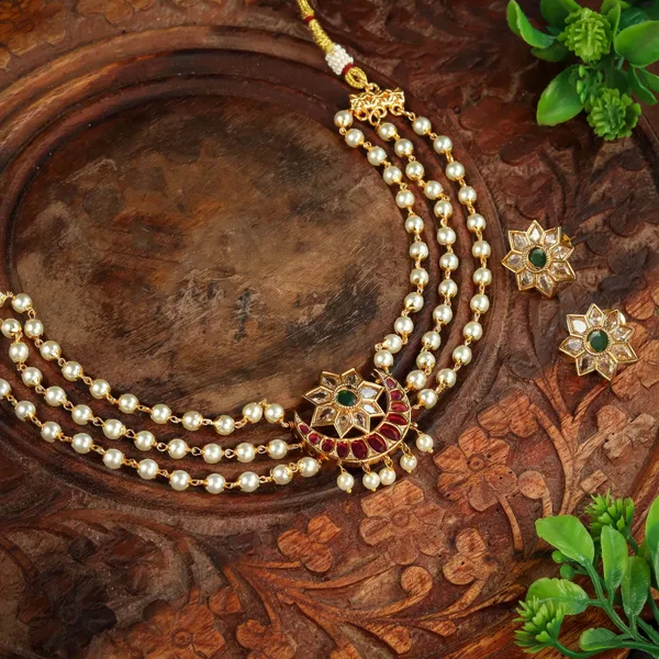 Ruby_Green_Star_Shape_Antique_Pendant_Choker_Set