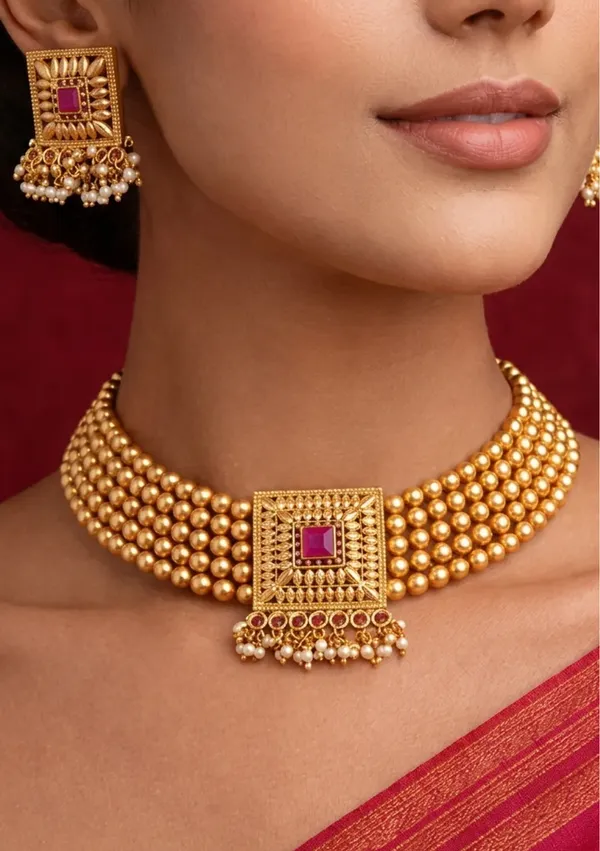 Traditional_Gold_Bead_Bridal_Necklace_Set