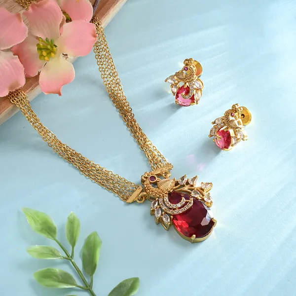 Royal_Ruby_Antique_Layered_Dazzling_Chain_Peacock_Necklace_Set