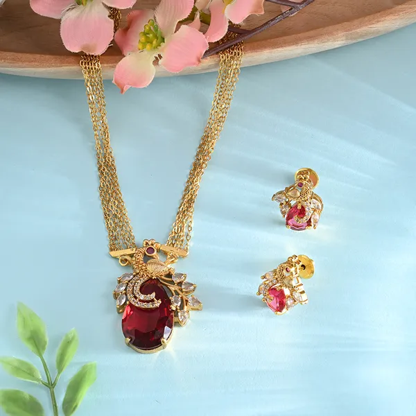 Royal_Ruby_Antique_Layered_Dazzling_Chain_Peacock_Necklace_Set