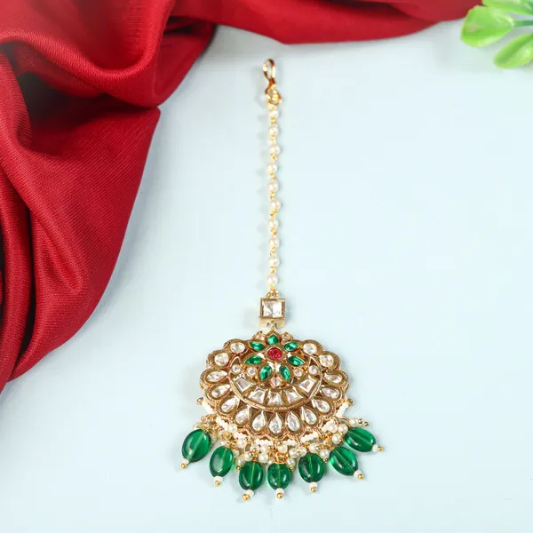Ruby_Green_Dazzling_Kundan_Gold_Plated_Tikka