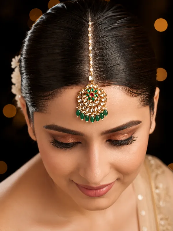 Ruby_Green_Dazzling_Kundan_Gold_Plated_Tikka