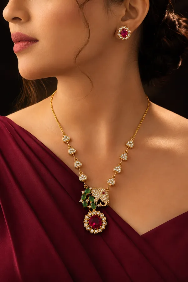Ruby_Green_Halo_Luxe_Necklace_Set