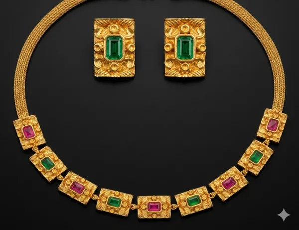 Ruby_Green_Mosaic_Necklace_Set