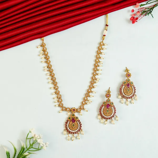 Ruby_Green_Beautiful_Antique_Pearl_Drop_Necklace_Set
