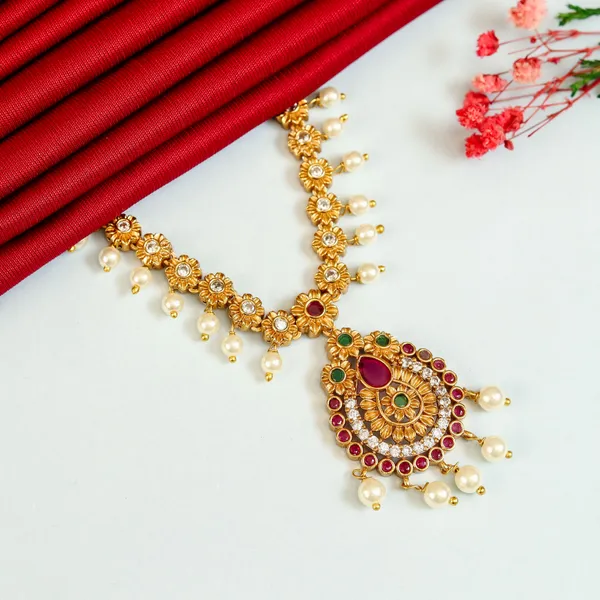 Ruby_Green_Beautiful_Antique_Pearl_Drop_Necklace_Set