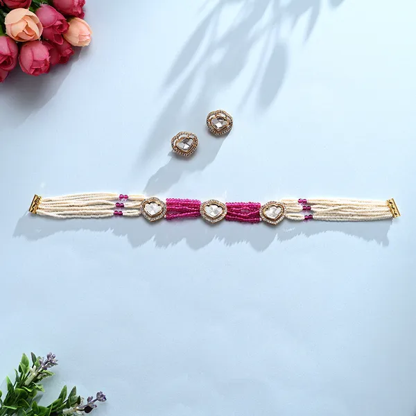 White_Attractive_Floral_Necklace_Set_For_Women