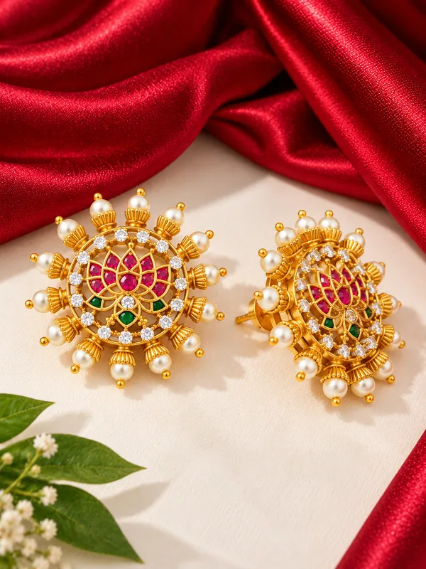 Lotus_Meher_Ruby_Green_Studs