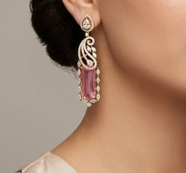 Pink_Premium_Quality_American_Diamond_Earring_Set_For_Women