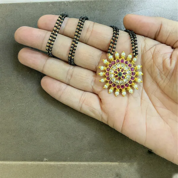 Ruby_Green_Elegant_Chakra_Gold_Plated_Mangalsutra