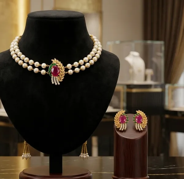 Maharani_Pearl_Bloom_Choker_Set