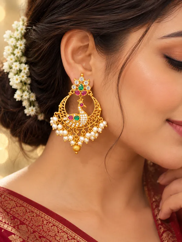 Mayura_Ruby_Green_Chandbali_Earrings