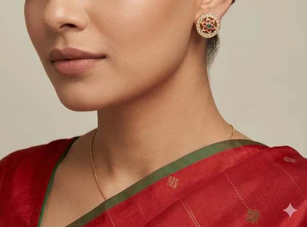 Ruby_Green_Brass_Premium_Studs_For_Women