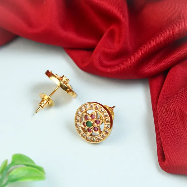 Ruby_Green_Brass_Premium_Studs_For_Women