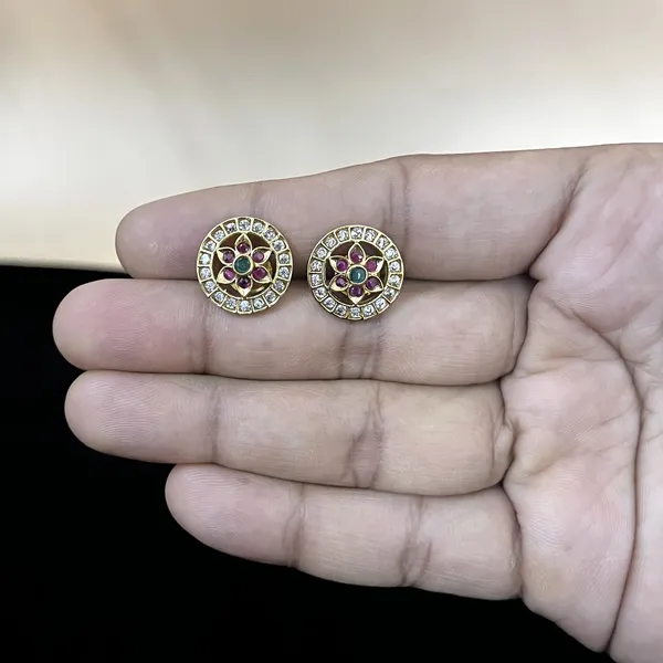 Ruby_Green_Brass_Premium_Studs_For_Women