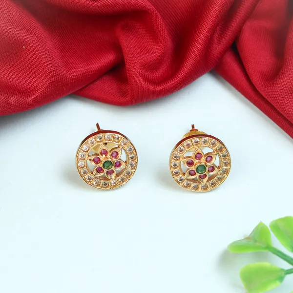 Ruby_Green_Brass_Premium_Studs_For_Women