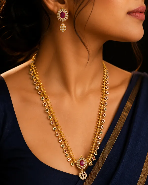 Nayantara_Emerald_Long_Haram_Set