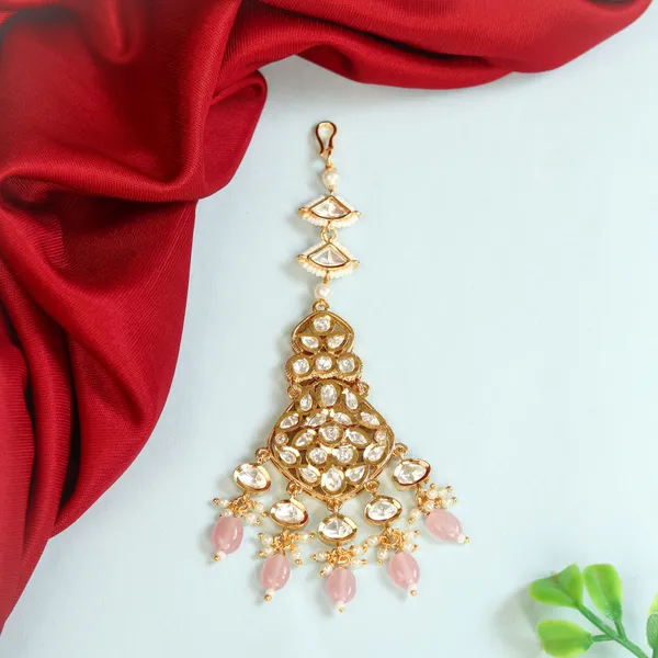 Pink_White_Stunning_Gold_Plated_Pink_White_Kundan_Tikka